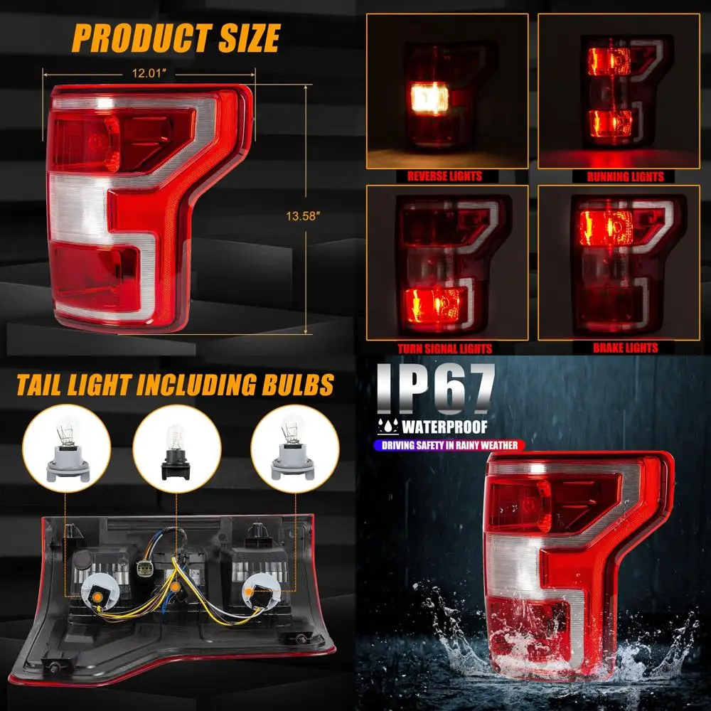 Ford F-150 2018-2020 Задний фонарь правого пассажира с лампочками, замена заднего стоп-сигнала для JL3Z-13404H
Ford F-150 2018-2020 Задний фонарь правого пассажира с лампочками, замена заднего стоп-сигнала для JL3Z-13404H