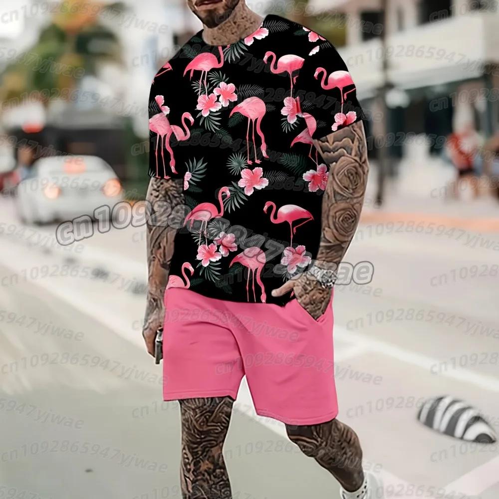 2026 Summer Fashion Men's pink flamingo 3D Printed Short-Sleeve Set Outdoor Casual T-Shirt & Drawstring Shorts Two-Piece Set
2026 Summer Fashion Men's pink flamingo 3D Printed Short-Sleeve Set Outdoor Casual T-Shirt & Drawstring Shorts Two-Piece Set