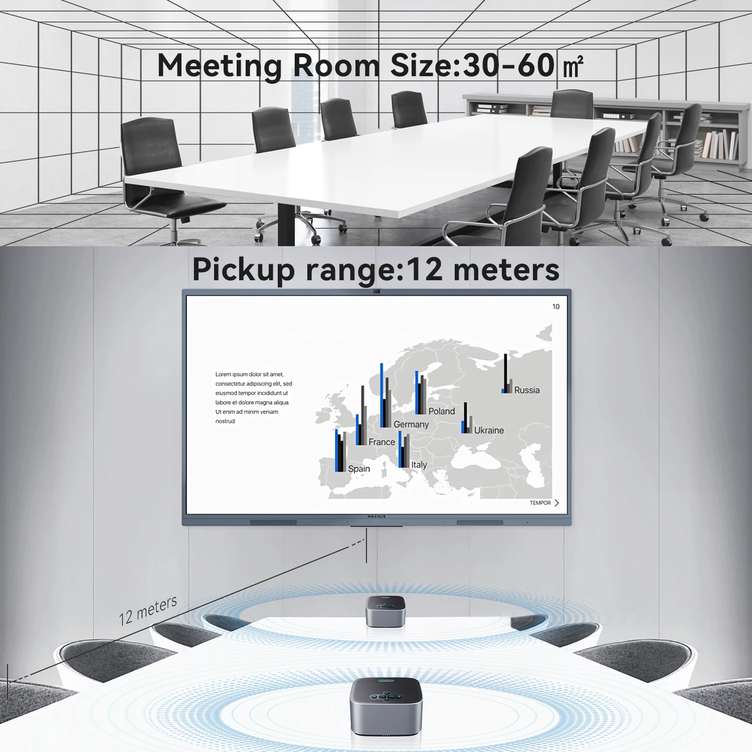 Tenveo Speakerphone- Daisy Chain/Use Alone up to 30 Attendees Wireless Speakerphone 360° Voice Pick-up 8 Microphones
Tenveo Speakerphone- Daisy Chain/Use Alone up to 30 Attendees Wireless Speakerphone 360° Voice Pick-up 8 Microphones