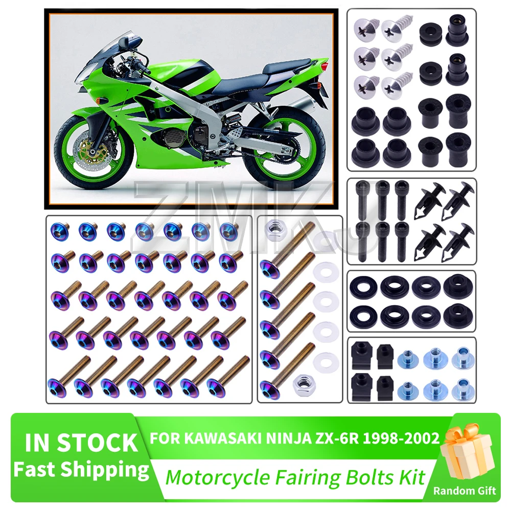 For Kawasaki Ninja ZX-6R 636 1998-2002 Motorcycle Stainless Complete Bodywork Fairing Bolt Kit Screws Clip Sets Motorcycle Parts
For Kawasaki Ninja ZX-6R 636 1998-2002 Motorcycle Stainless Complete Bodywork Fairing Bolt Kit Screws Clip Sets Motorcycle Parts