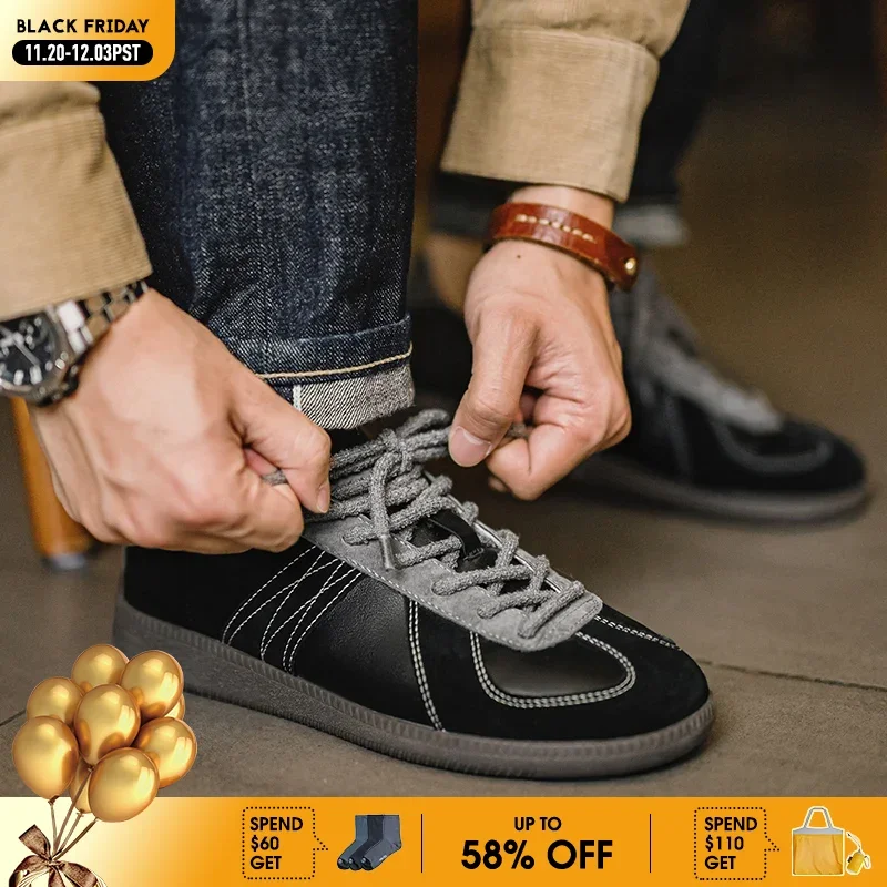 Maden Men's Spring Vintage Black Color-Block Training Shoes Low-Top Lace-Up Sneakers Casual Versatile Sporty Board Shoes
Maden Men's Spring Vintage Black Color-Block Training Shoes Low-Top Lace-Up Sneakers Casual Versatile Sporty Board Shoes