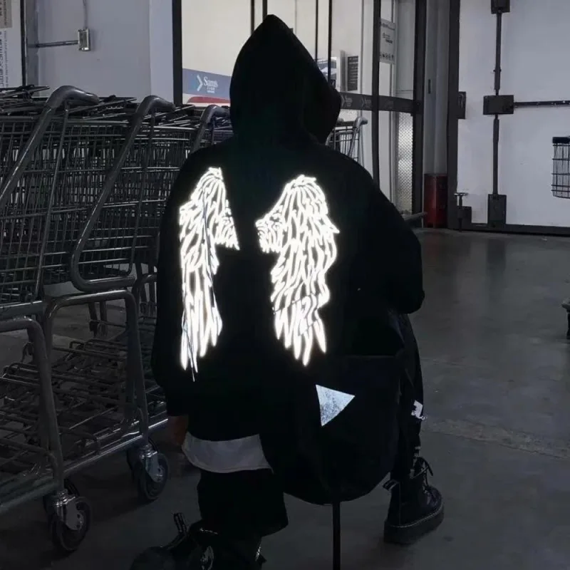 Reflective Wing Hoodies For Men Gothic Oversized Y2K Long Sleeve Oversized Hooded Sweatshirt Harajuku Couple Loose Women Hoodies
Reflective Wing Hoodies For Men Gothic Oversized Y2K Long Sleeve Oversized Hooded Sweatshirt Harajuku Couple Loose Women Hoodies