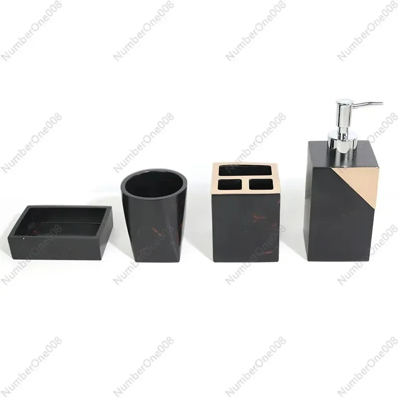 Resin Marble Pattern 5-Piece Bathroom Accessories Set, Luxury Lotion Dispenser & Soap Pump Kit, Modern Hotel Style Vanity Decor
Resin Marble Pattern 5-Piece Bathroom Accessories Set, Luxury Lotion Dispenser & Soap Pump Kit, Modern Hotel Style Vanity Decor