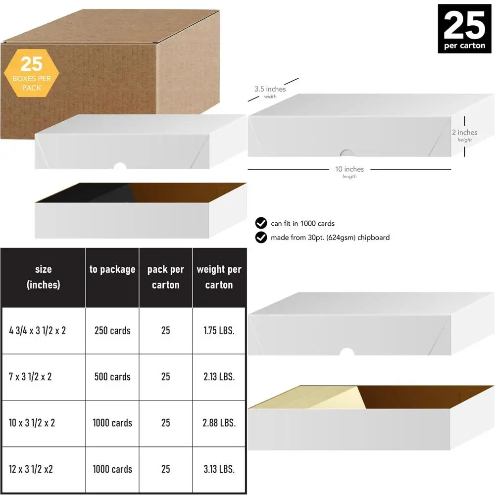 25-Pack White Business Card Holder Boxes - 10 x 3.5 x 2 Inches
25-Pack White Business Card Holder Boxes - 10 x 3.5 x 2 Inches