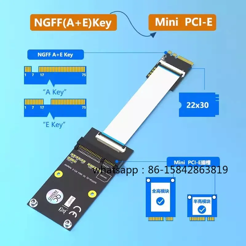 M.2 NVME SSD To Mini PCI-E Key B/M Adapter Cable Key A/E Adapter Extension Cable
M.2 NVME SSD To Mini PCI-E Key B/M Adapter Cable Key A/E Adapter Extension Cable