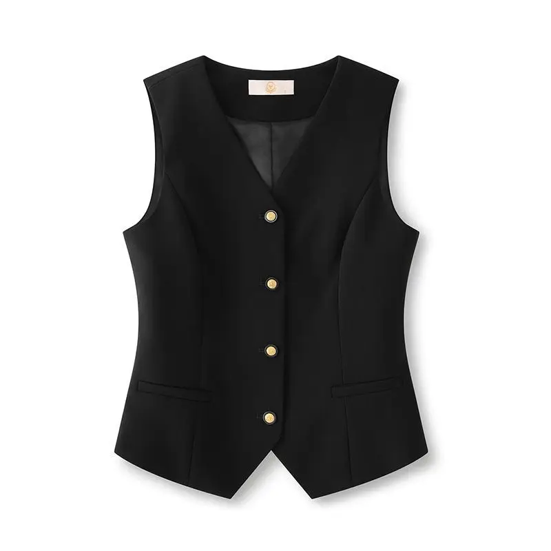 Women's Black Suits Vests New Spring Summer Slim Sleeveless Jacket Retro Thin Single-breasted Waistcoat Black Blazers Coat Tops
Women's Black Suits Vests New Spring Summer Slim Sleeveless Jacket Retro Thin Single-breasted Waistcoat Black Blazers Coat Tops