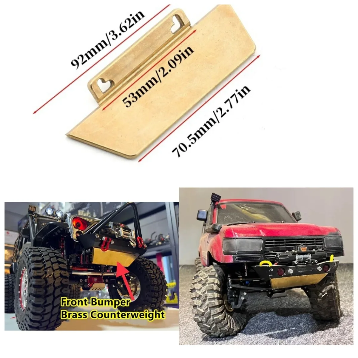 Heavy Duty Brass Front Bumper Weight - Performance Upgrade for TRX4 SCX10 D90 RXZ10 1/10 Crawlers
Heavy Duty Brass Front Bumper Weight - Performance Upgrade for TRX4 SCX10 D90 RXZ10 1/10 Crawlers