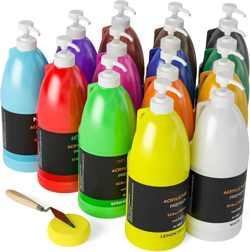 14 Colors Large Bulk Acrylic Paint Set (33.8 oz, 1000 ml) Rich Art Painting Supplies, Non Toxic for Multi Surface Canvas
14 Colors Large Bulk Acrylic Paint Set (33.8 oz, 1000 ml) Rich Art Painting Supplies, Non Toxic for Multi Surface Canvas