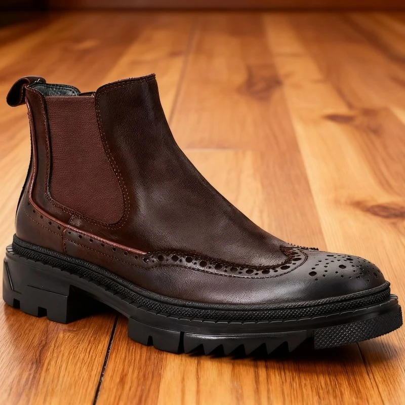 Роскошные ботинки челси с резным дизайном броги, мужские ботильоны из натуральной кожи, мужские высокие деловые повседневные туфли в британском стиле ретро
Роскошные ботинки челси с резным дизайном броги, мужские ботильоны из натуральной кожи, мужские высокие деловые повседневные туфли в британском стиле ретро
