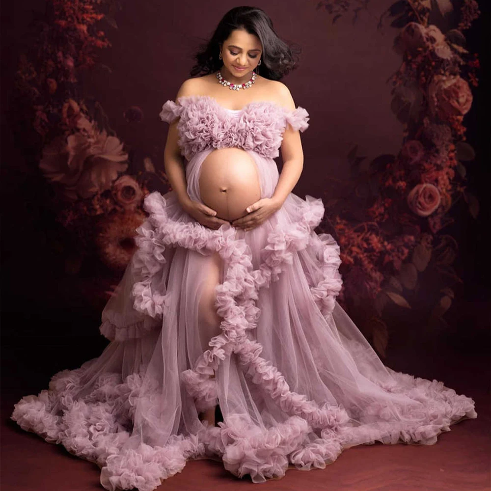 Maternity Prom Dresses Fluffy Tulle Robe Photoshoot Off Shoulder Women Gown Pregnancy Ruffled Tiered Bridal Sleepwear Nightwear
Maternity Prom Dresses Fluffy Tulle Robe Photoshoot Off Shoulder Women Gown Pregnancy Ruffled Tiered Bridal Sleepwear Nightwear