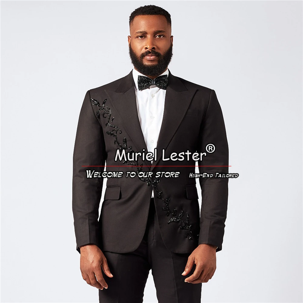Glitter Black Wedding Suits For Men Slim Fit 2 Pieces Sequins Appliques Coat Pants Groom Tuxedos Formal Party Prom Dress 2024
Glitter Black Wedding Suits For Men Slim Fit 2 Pieces Sequins Appliques Coat Pants Groom Tuxedos Formal Party Prom Dress 2024