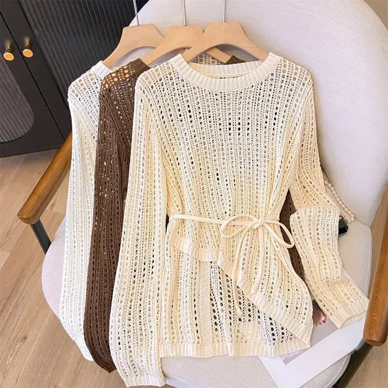 Irregular Hollow Out Knitted 2024 Summer New Korean Lace Up Sun Protection Outerwear Long-Sleeve Thin O Neck Female Pullover
Irregular Hollow Out Knitted 2024 Summer New Korean Lace Up Sun Protection Outerwear Long-Sleeve Thin O Neck Female Pullover