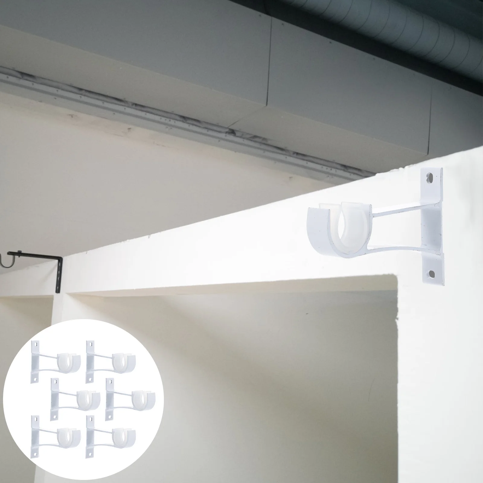 Bay Window Curtain Pole Rod Bracket Curtains Single Support Brackets White Aluminum Alloy 
Bay Window Curtain Pole Rod Bracket Curtains Single Support Brackets White Aluminum Alloy