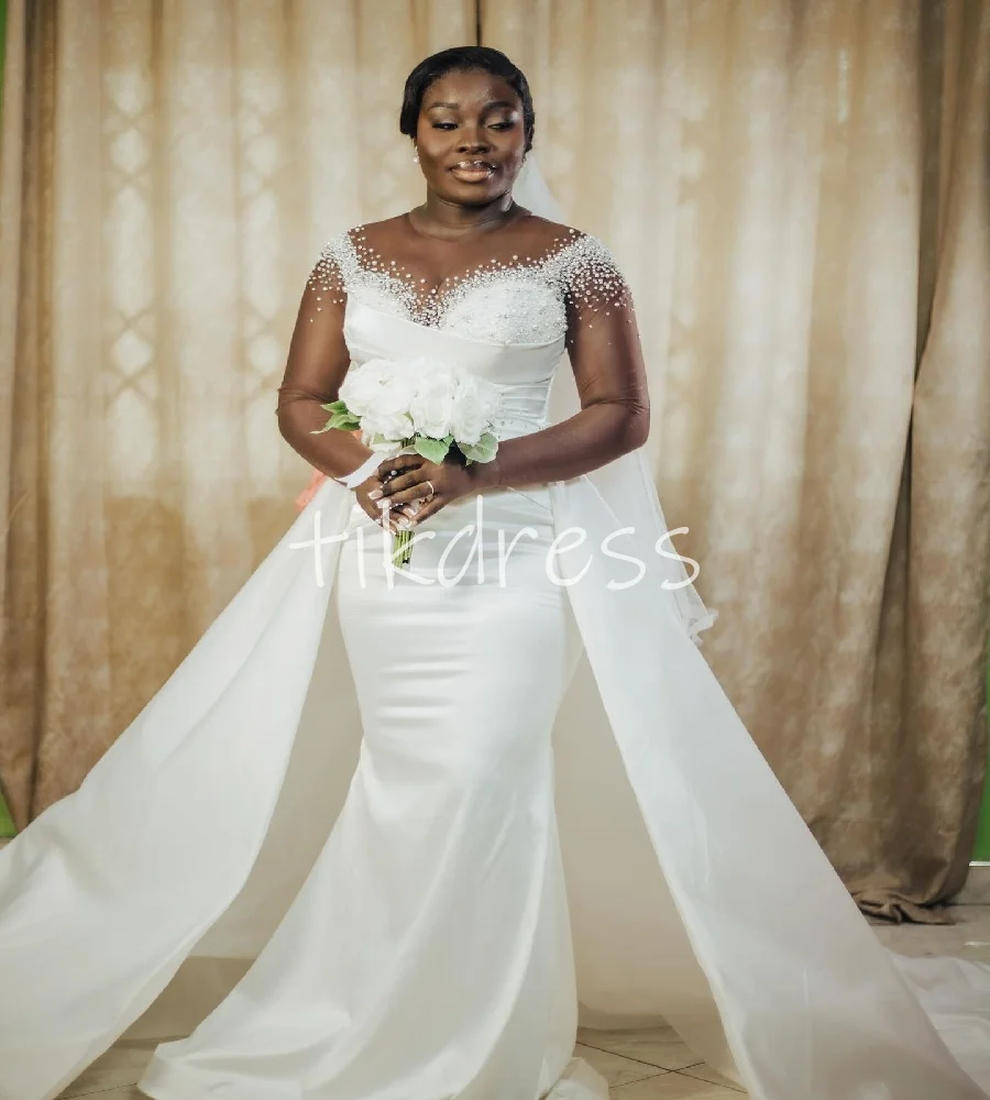 Gorgeous Mermaid Wedding Dress With Overskirt Train Beaded African Plus Size Bride Dress 2025 Long Sleeve Bridal GownsCustomized
Gorgeous Mermaid Wedding Dress With Overskirt Train Beaded African Plus Size Bride Dress 2025 Long Sleeve Bridal GownsCustomized