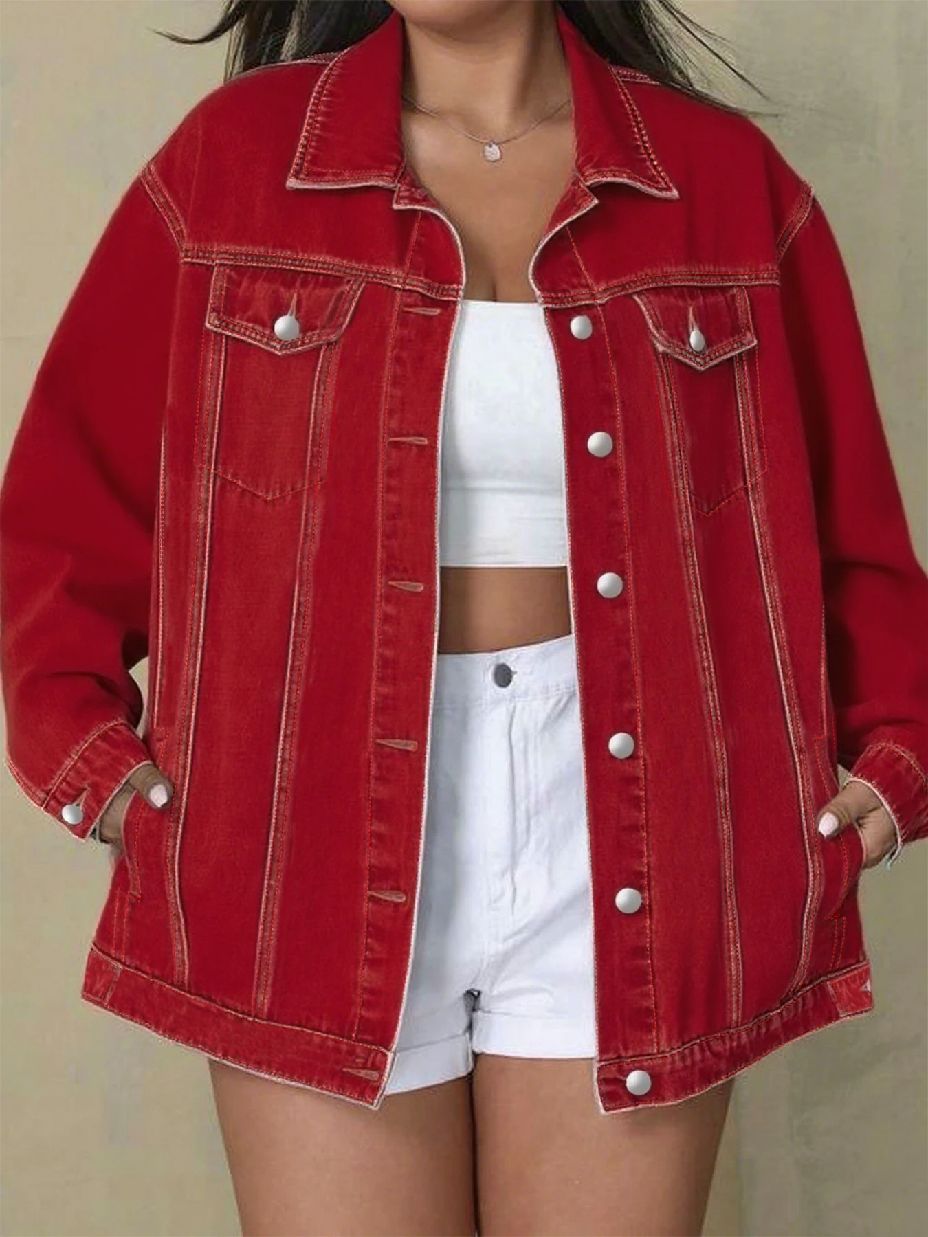 Plus size women's loose denim jacket, fashionable casual washed comfortable plus size women's denim jacket
Plus size women's loose denim jacket, fashionable casual washed comfortable plus size women's denim jacket