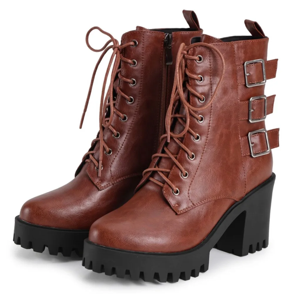 Women's Gothic Punk Platform Ankle Boots Lace Up Buckle Chunky Heel Black Yellow Brown Combat Boots 2026
Women's Gothic Punk Platform Ankle Boots Lace Up Buckle Chunky Heel Black Yellow Brown Combat Boots 2026