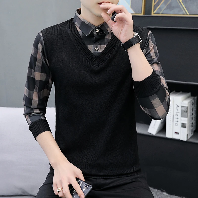 Мужской повседневный вязаный свитер в клетку с эффектом двухслойности, длинный рукав, осенне-зимний, модный, приталенный крой
Мужской повседневный вязаный свитер в клетку с эффектом двухслойности, длинный рукав, осенне-зимний, модный, приталенный крой