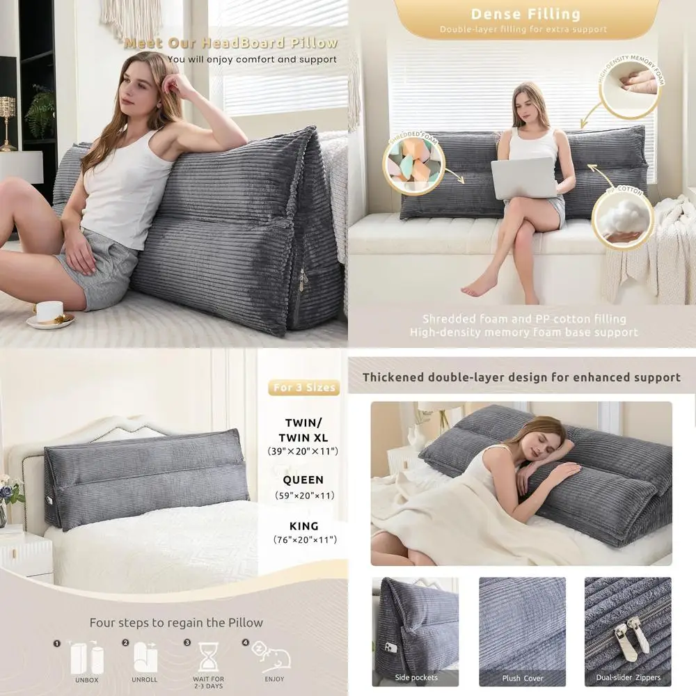 Изголовье подушки из пены с эффектом памяти, подушка для чтения королевского размера со съемным чехлом, темно-серая
Изголовье подушки из пены с эффектом памяти, подушка для чтения королевского размера со съемным чехлом, темно-серая