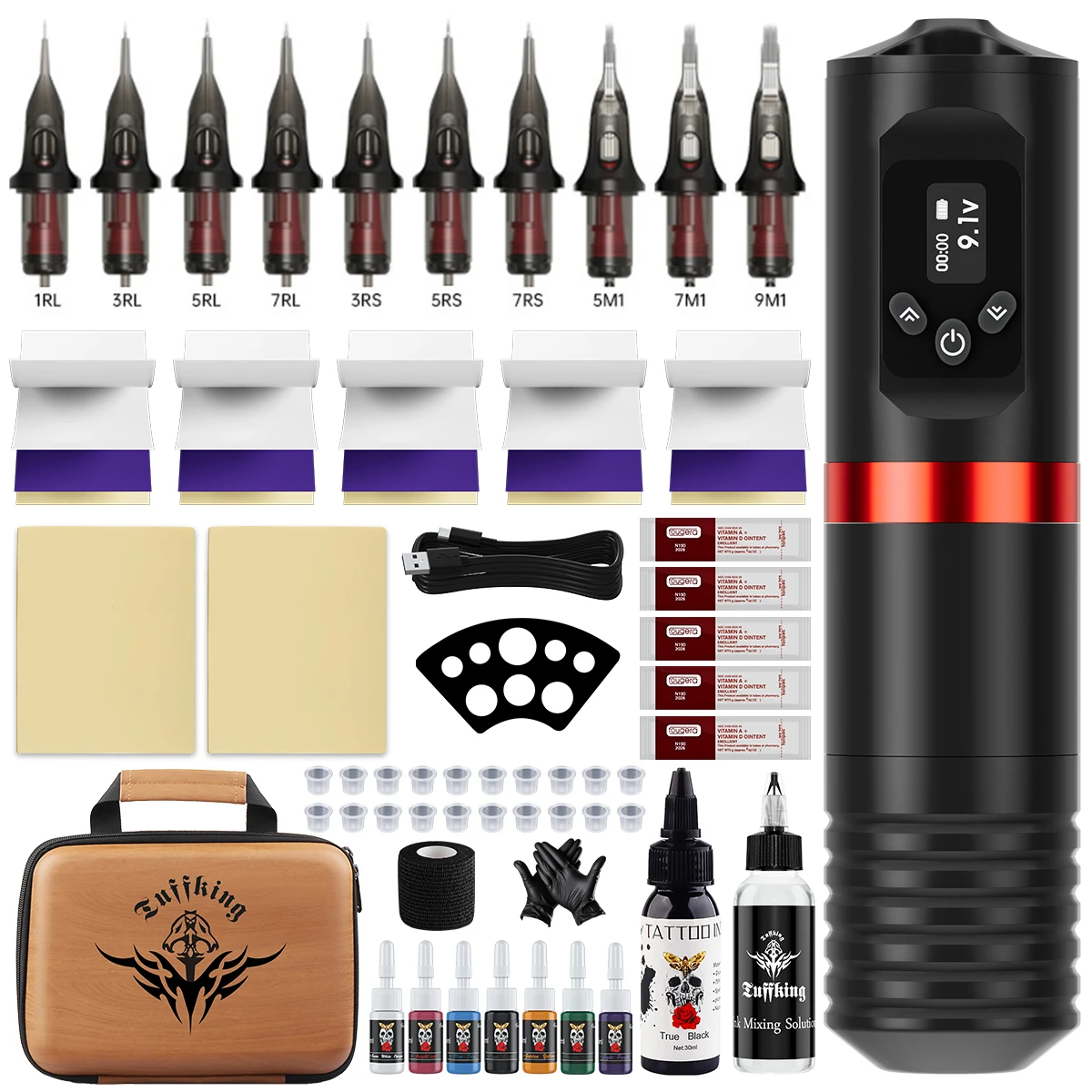 Tuffking wireless battery all-in-one machine P5 set red style full set tattoo consumables practice tattoo tools with bag
Tuffking wireless battery all-in-one machine P5 set red style full set tattoo consumables practice tattoo tools with bag