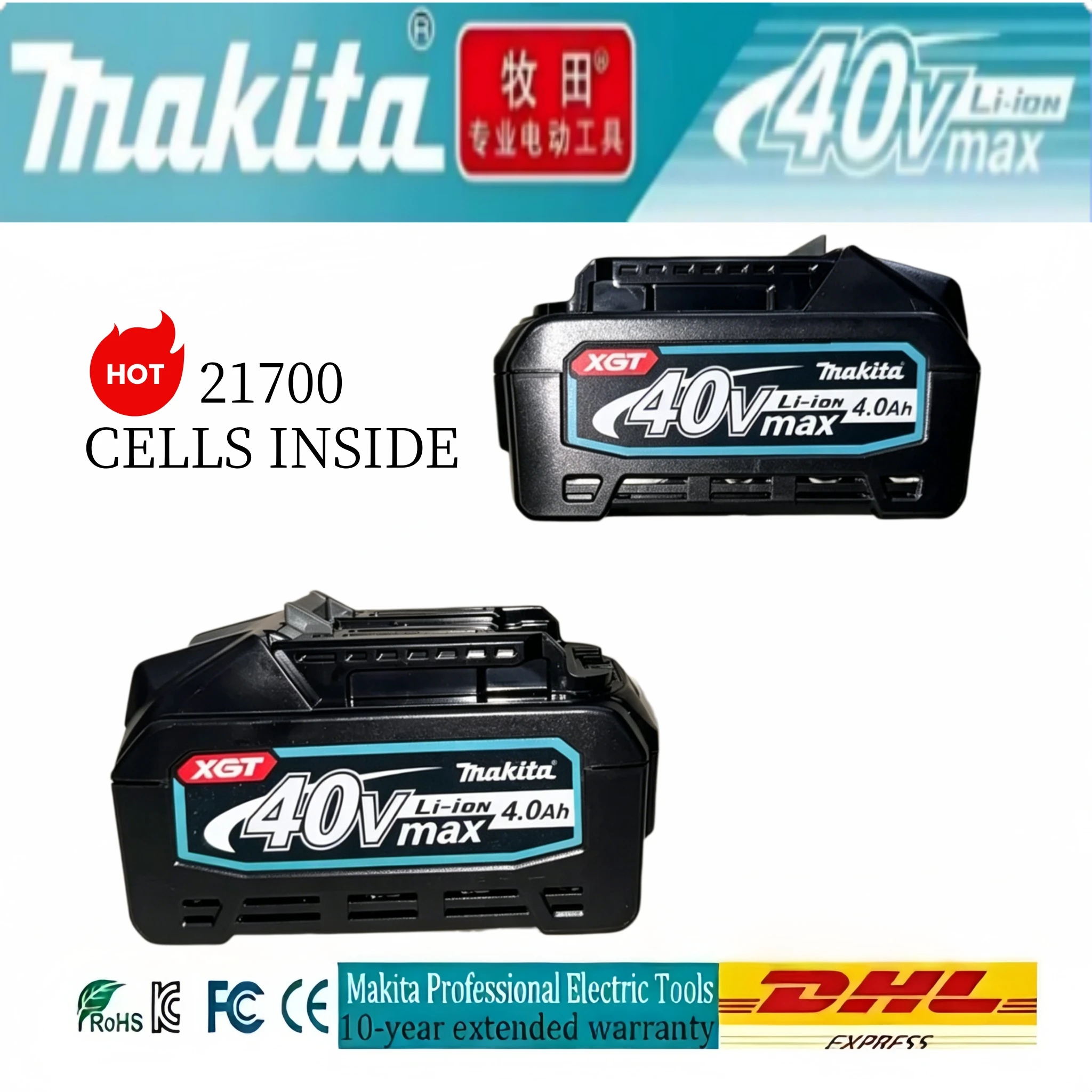 Makita 40V4.0Ah Battery BL4050F for Makita Power Tools XGT HS004G TD001G TW001G HR001G DF001G GA003G Cordless Power Tool Battery
Makita 40V4.0Ah Battery BL4050F for Makita Power Tools XGT HS004G TD001G TW001G HR001G DF001G GA003G Cordless Power Tool Battery