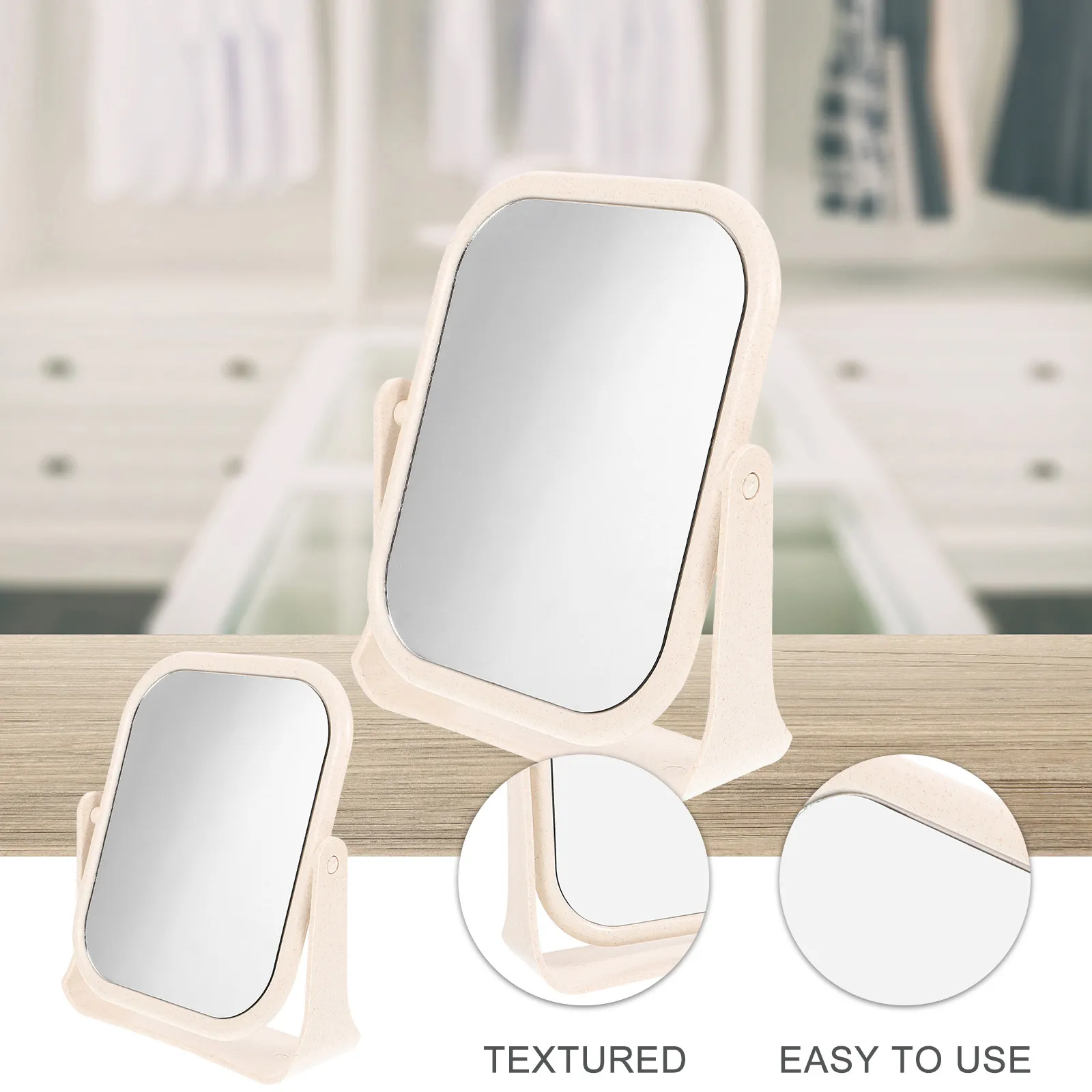 Вращающееся настольное зеркало для макияжа, двустороннее, компактное, с поворотным основанием, регулировкой угла наклона, устойчивое, для туалетного столика
Вращающееся настольное зеркало для макияжа, двустороннее, компактное, с поворотным основанием, регулировкой угла наклона, устойчивое, для туалетного столика