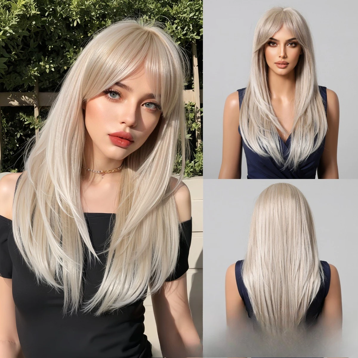European and American wigs, platinum headgear, eight-character bangs, long straight hair, new layered wigs, women
European and American wigs, platinum headgear, eight-character bangs, long straight hair, new layered wigs, women