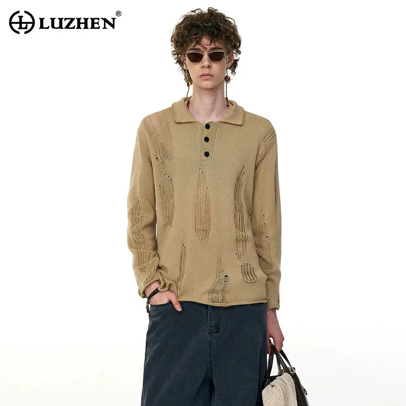 LUZHEN Original Personalized Broken Hole Design Long Sleeve Lapel Knitted Pullover T-shirt Men's 2025 New Fashion Sweater JY3567
LUZHEN Original Personalized Broken Hole Design Long Sleeve Lapel Knitted Pullover T-shirt Men's 2025 New Fashion Sweater JY3567