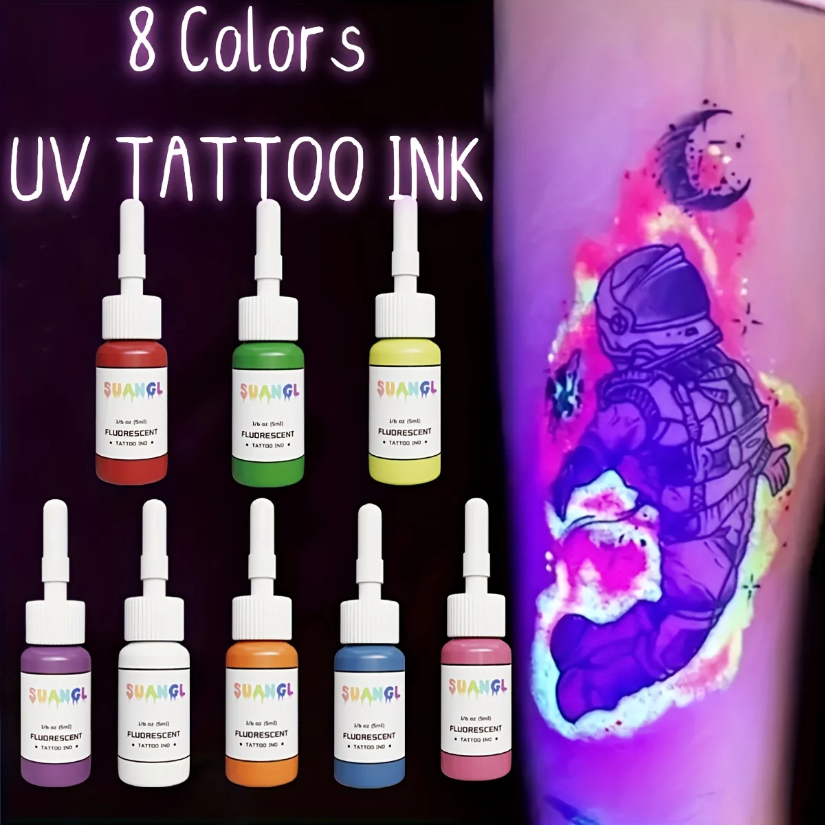 УФ-флуоресцентные чернила для татуировки — 8 ярких цветов для татуировок и перманентного макияжа. Без запаха, стойкий, 0,17 унций.
УФ-флуоресцентные чернила для татуировки — 8 ярких цветов для татуировок и перманентного макияжа. Без запаха, стойкий, 0,17 унций.