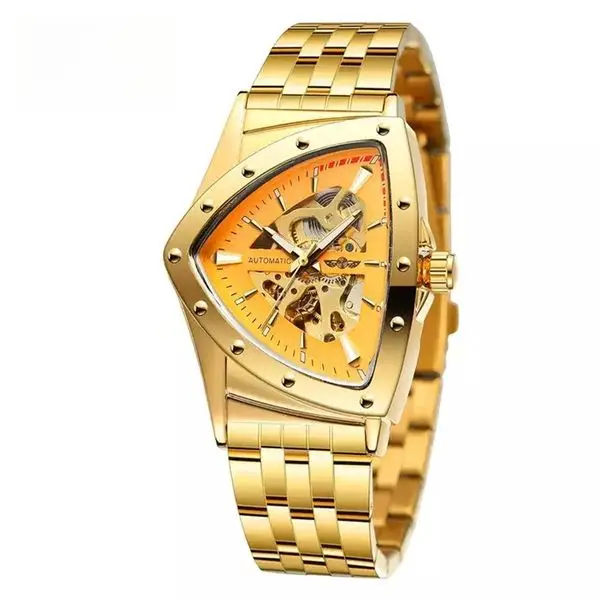 Gentleman's Style Men's Fashion Casual Skeleton Triangle Automatic Mechanical Watch Full Gold Color
Gentleman's Style Men's Fashion Casual Skeleton Triangle Automatic Mechanical Watch Full Gold Color