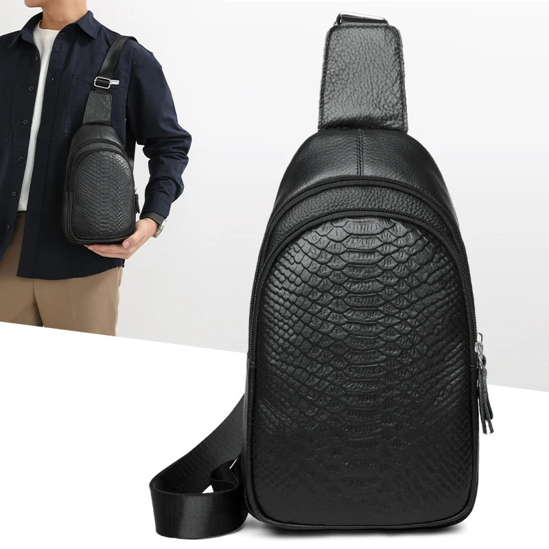 2025 Men's Genuine Leather Crossbody Bag Fashionable Cowhide Black Chest Pack Casual Business Commuter Single Shoulder Bag
2025 Men's Genuine Leather Crossbody Bag Fashionable Cowhide Black Chest Pack Casual Business Commuter Single Shoulder Bag
