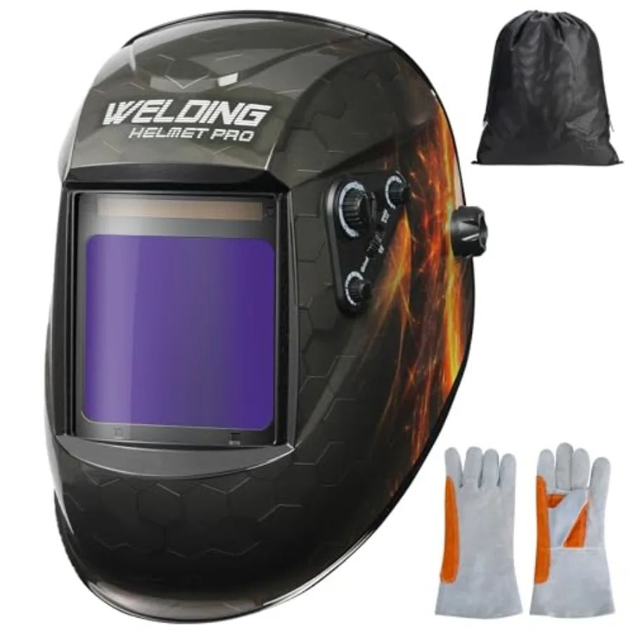 Large View Welding Helmet Auto Darkening True Color Solar Powered Hood with Adjustable Wide Shade Range 4/5-9/9-13 for Mig Tig
Large View Welding Helmet Auto Darkening True Color Solar Powered Hood with Adjustable Wide Shade Range 4/5-9/9-13 for Mig Tig