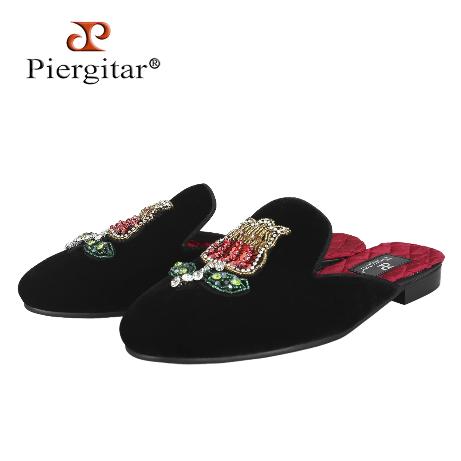Piergitar Summer Edition Black Premium Velvet Men's Mules With Rhinestones and Sequins Embroidery Italian Retro-Style Slippers
Piergitar Summer Edition Black Premium Velvet Men's Mules With Rhinestones and Sequins Embroidery Italian Retro-Style Slippers