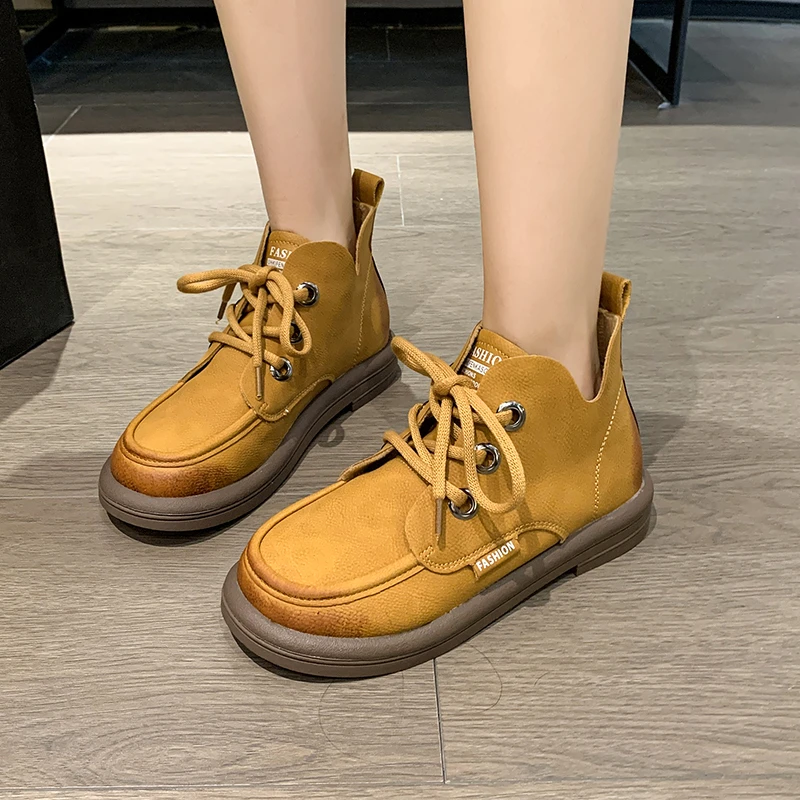 Women's Retro Lace-up Ankle Boots 2024 Spring and Autumn New Round Toe Women's Shoes Comfortable Thick-soled Casual Shoes Mujer
Women's Retro Lace-up Ankle Boots 2024 Spring and Autumn New Round Toe Women's Shoes Comfortable Thick-soled Casual Shoes Mujer