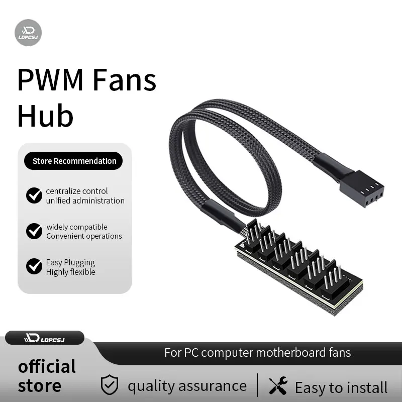 LDPCSJ 1 to 5 PWM Fan Hub PC CPU Cooling 4PIN Fan Power Cable Hub Adapter Sleeved Case Splitter for Computer Cooler Case Fans
LDPCSJ 1 to 5 PWM Fan Hub PC CPU Cooling 4PIN Fan Power Cable Hub Adapter Sleeved Case Splitter for Computer Cooler Case Fans