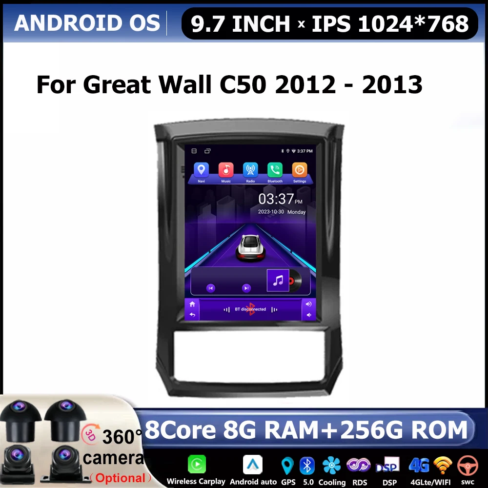 9.7 inch ScreenAndroid Car Stereo Radio For Great Wall C50 2012 - 2013 Multimedia Video Player 4G WIFI GPS Carplay Head Unit
9.7 inch ScreenAndroid Car Stereo Radio For Great Wall C50 2012 - 2013 Multimedia Video Player 4G WIFI GPS Carplay Head Unit