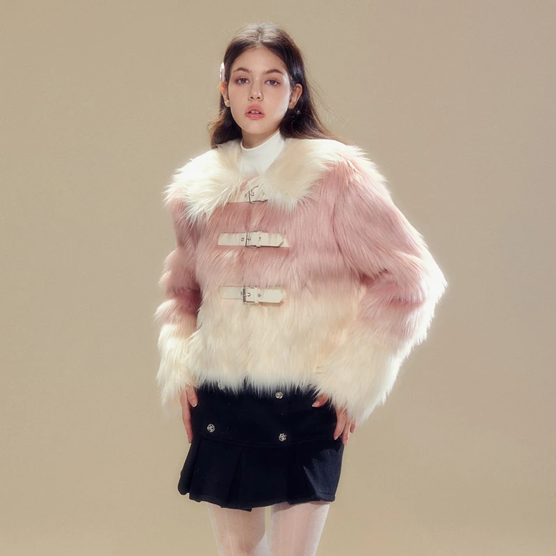 Sweet Hot Girl Gradient Faux Fur Coat Women's Winter Warm Leather Buckle Turn-down Collar Fur Coat Fashion Female Clothes
Sweet Hot Girl Gradient Faux Fur Coat Women's Winter Warm Leather Buckle Turn-down Collar Fur Coat Fashion Female Clothes
