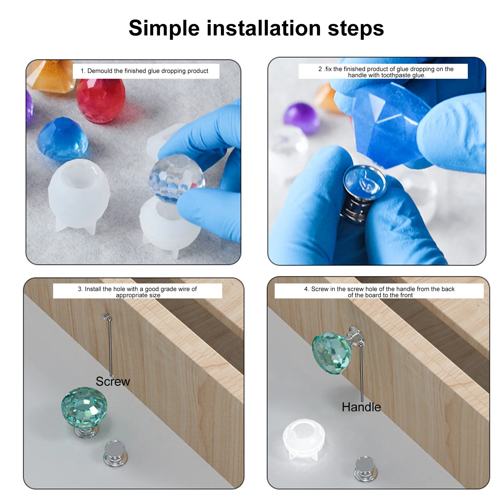 Наборы форм для кристаллической эпоксидной смолы, ручка ящика, силиконовая форма для сервировочной доски для домашнего украшения для ручек шкафа
Наборы форм для кристаллической эпоксидной смолы, ручка ящика, силиконовая форма для сервировочной доски для домашнего украшения для ручек шкафа