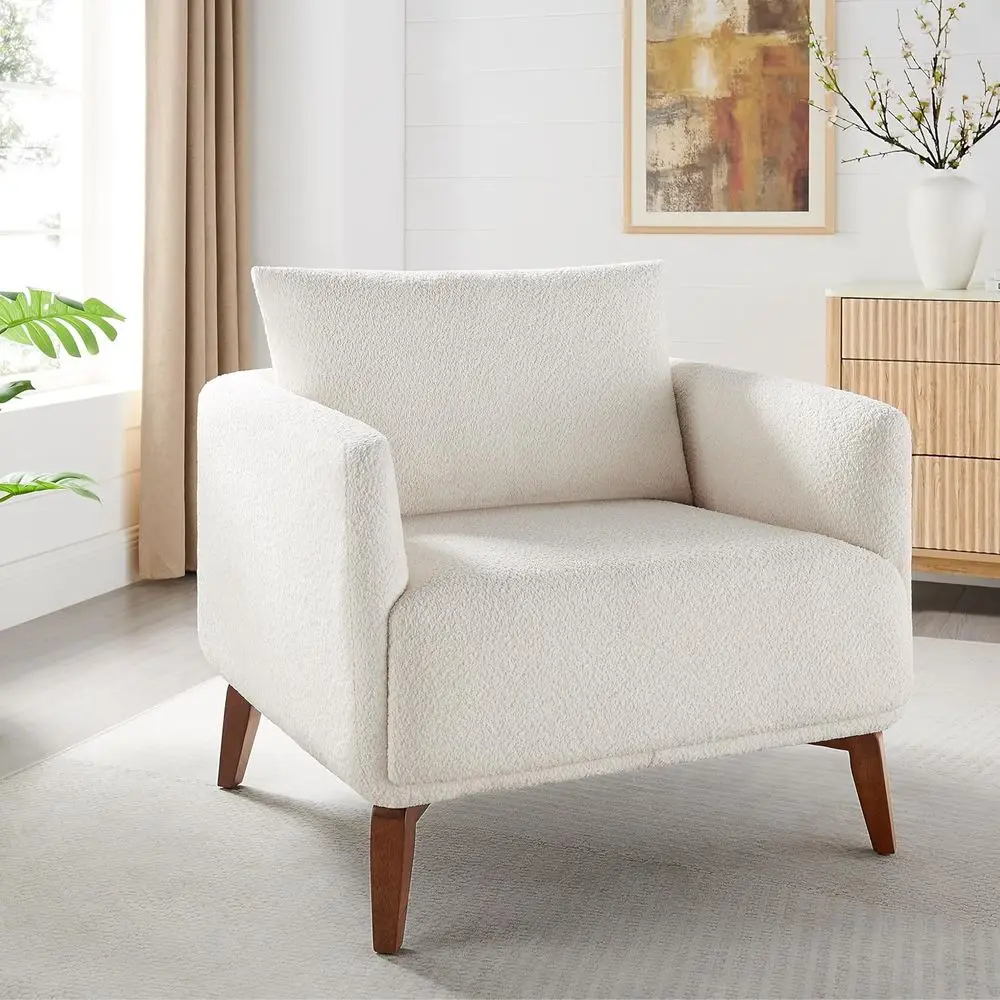 Oversized Accent Chair ern Boucle Armchair or Living Room- 37" Wide Accent Chair with Solid Wood Legs, White Upholstered Lounge
Oversized Accent Chair ern Boucle Armchair or Living Room- 37" Wide Accent Chair with Solid Wood Legs, White Upholstered Lounge