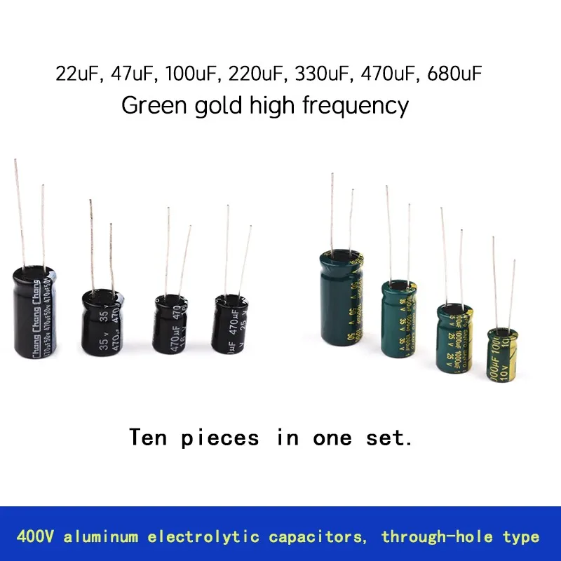 10PCS400V Aluminum Electrolytic Capacitors,Through-hole Mounting DIPwith capacitance valuesof 1UF,2.2UF 3.3UF,4.7UF,6.8 47 150UF
10PCS400V Aluminum Electrolytic Capacitors,Through-hole Mounting DIPwith capacitance valuesof 1UF,2.2UF 3.3UF,4.7UF,6.8 47 150UF
