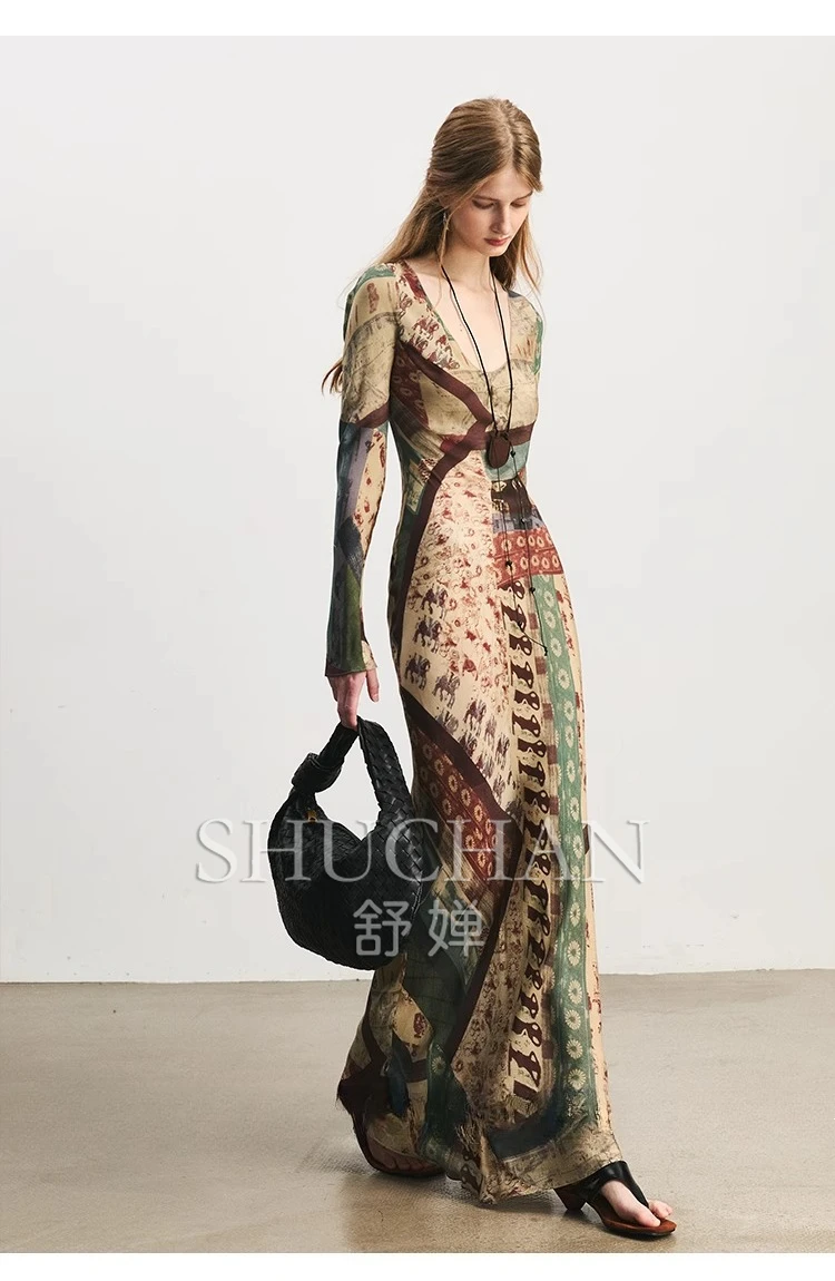 Indie Folk 1OO% Natural Silk, Retro Style Printing Dress Vacation Dress Women Summer 2025 Long Sleeve
Indie Folk 1OO% Natural Silk, Retro Style Printing Dress Vacation Dress Women Summer 2025 Long Sleeve