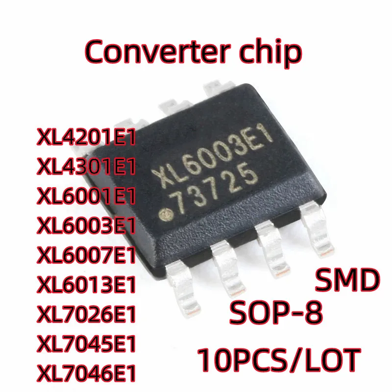 10 шт., микросхема преобразователя XL4201E1, XL4301E1, XL6001E1, XL6003E1, XL6007E1, XL6013E1, XL7026E1, XL7045E1, XL7046E1, SOP-8
10 шт., микросхема преобразователя XL4201E1, XL4301E1, XL6001E1, XL6003E1, XL6007E1, XL6013E1, XL7026E1, XL7045E1, XL7046E1, SOP-8