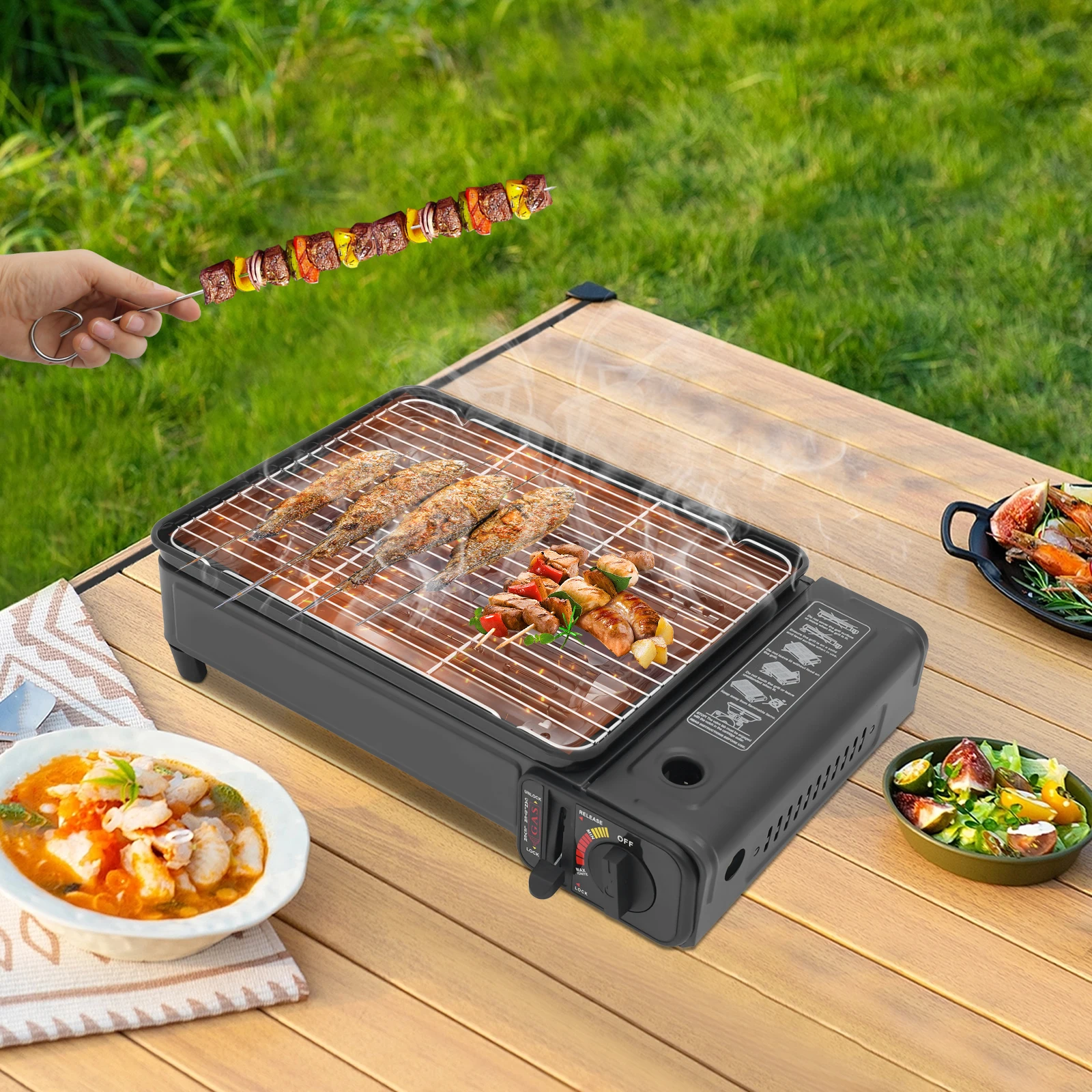 2.2KW Portable Butane Gas Grill Stove Tabletop BBQ Grill Outdoor Cooking Stove w/Carrying Case for Camping BBQ Picnics
2.2KW Portable Butane Gas Grill Stove Tabletop BBQ Grill Outdoor Cooking Stove w/Carrying Case for Camping BBQ Picnics