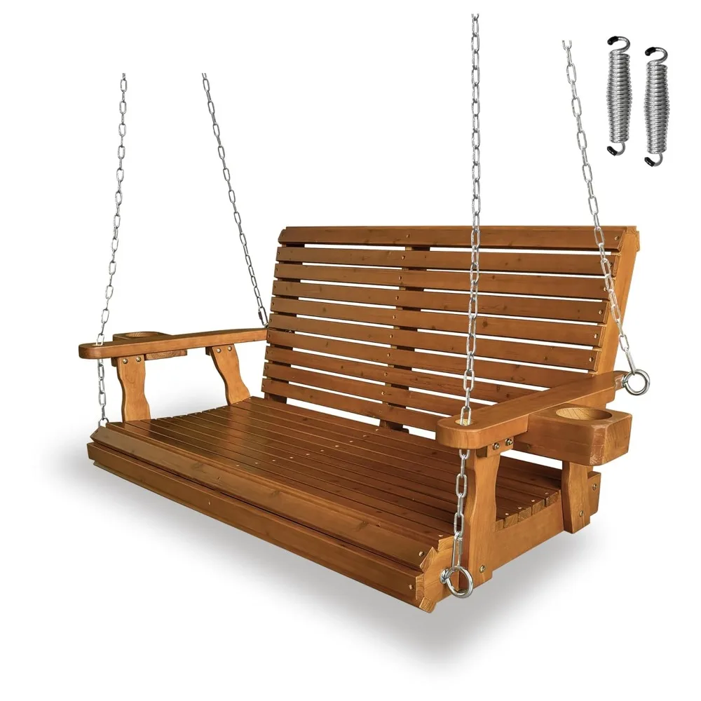 Wooden Porch Swing 2-Seater, High Backrest and Deep Seat, Bench Swing with Cupholders, Hanging Chains and 7mm, Customized
Wooden Porch Swing 2-Seater, High Backrest and Deep Seat, Bench Swing with Cupholders, Hanging Chains and 7mm, Customized