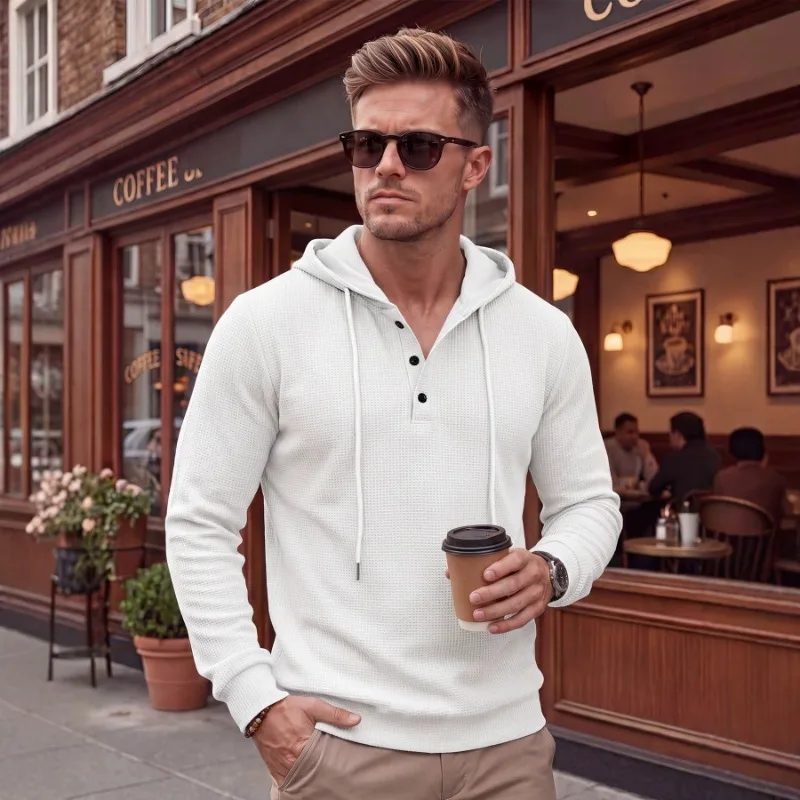 Mens Waffle Knit Hooded Henley Shirt Casual Button Up Long Sleeve T Shirt
Mens Waffle Knit Hooded Henley Shirt Casual Button Up Long Sleeve T Shirt