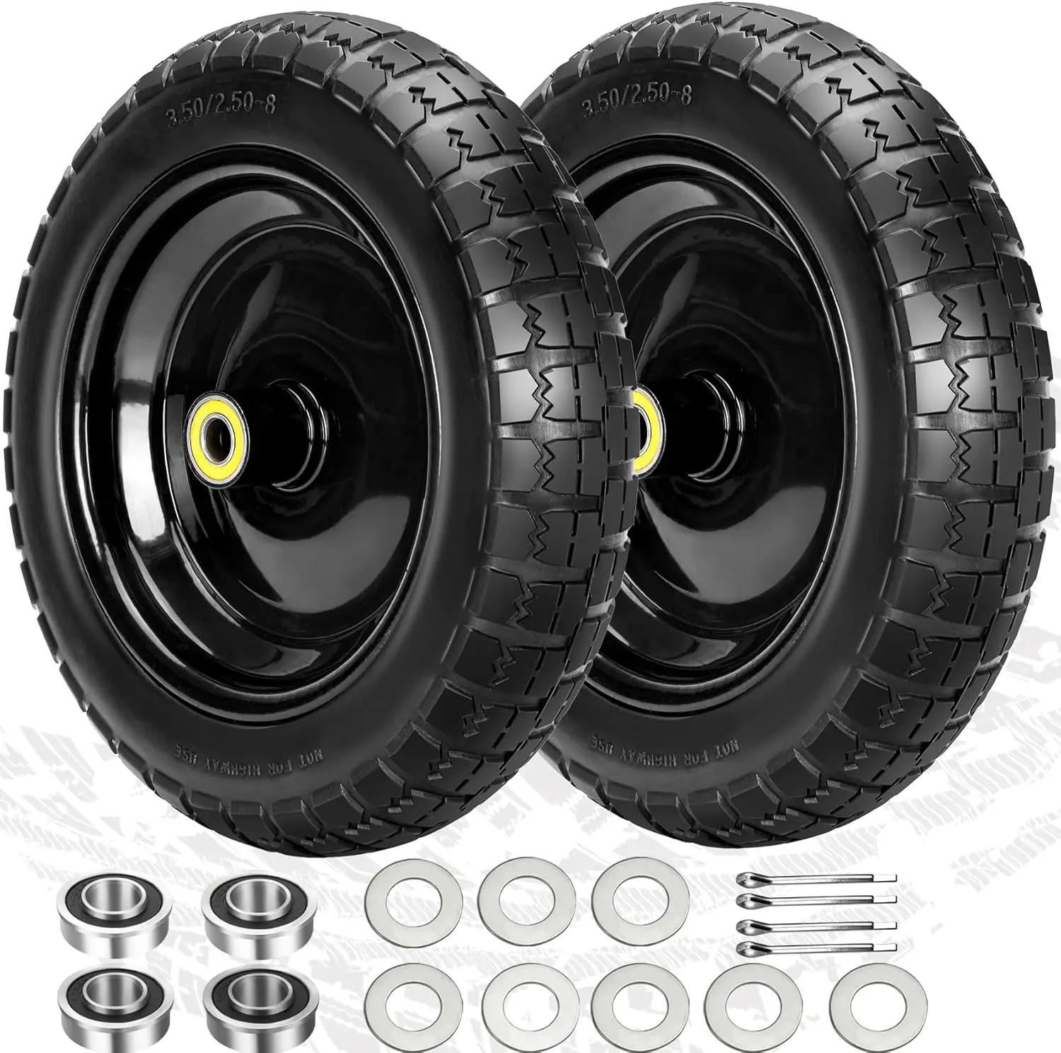 13" Flat-Free Solid Tires with Bearings for Garden Carts and Hand Trucks, Universal Fit
13" Flat-Free Solid Tires with Bearings for Garden Carts and Hand Trucks, Universal Fit