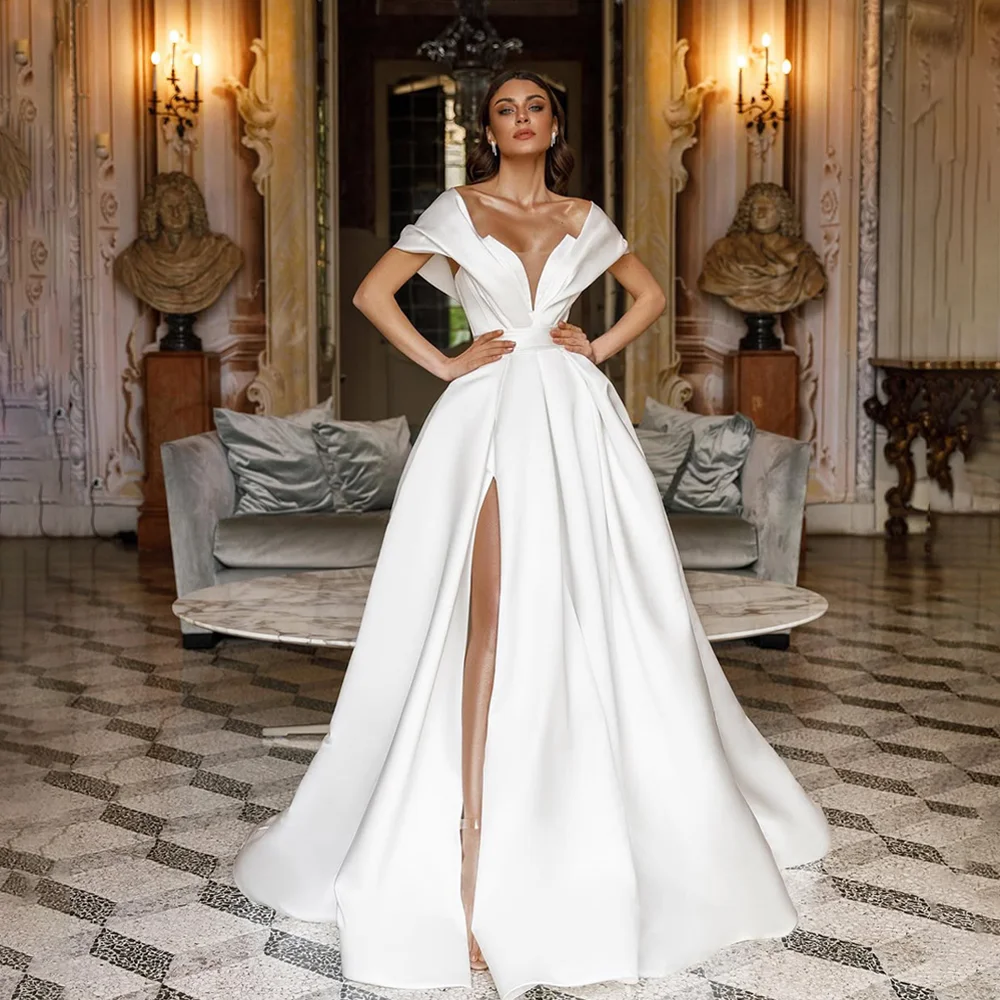 Свадебные платья трапециевидной формы с открытыми плечами для здания суда, свадебные платья с короткими рукавами и молнией сзади, вечернее платье по индивидуальному заказу для свадьбы
Свадебные платья трапециевидной формы с открытыми плечами для здания суда, свадебные платья с короткими рукавами и молнией сзади, вечернее платье по индивидуальному заказу для свадьбы