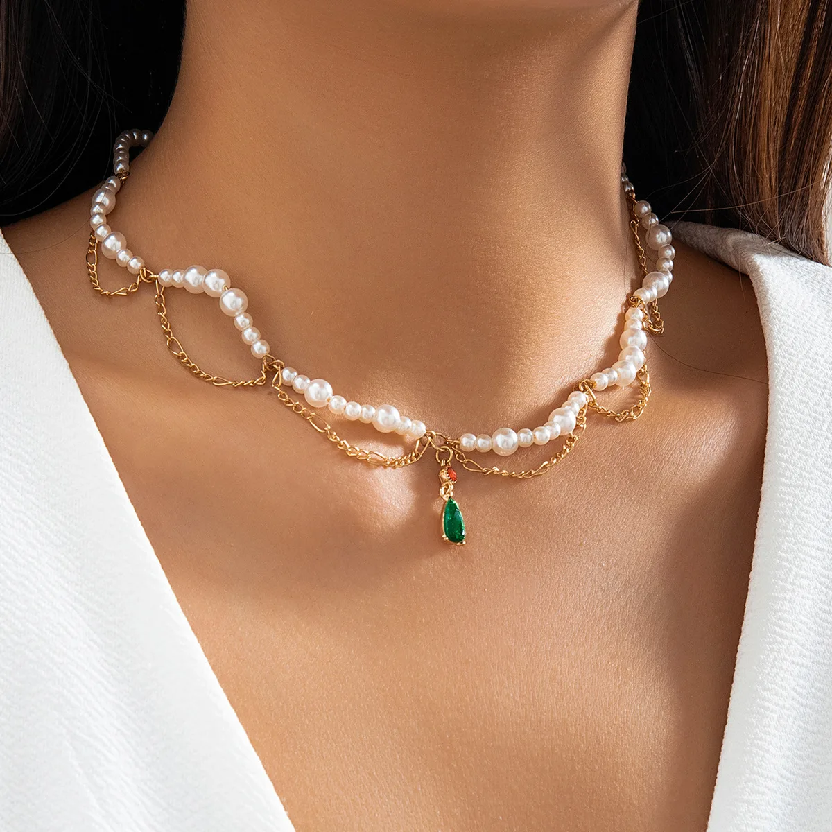 Faux Pearl Ivory White Wavy Tassel Choker Necklace Handmade Beaded Jewelry for Women Wedding Party Lightweight Gift
Faux Pearl Ivory White Wavy Tassel Choker Necklace Handmade Beaded Jewelry for Women Wedding Party Lightweight Gift