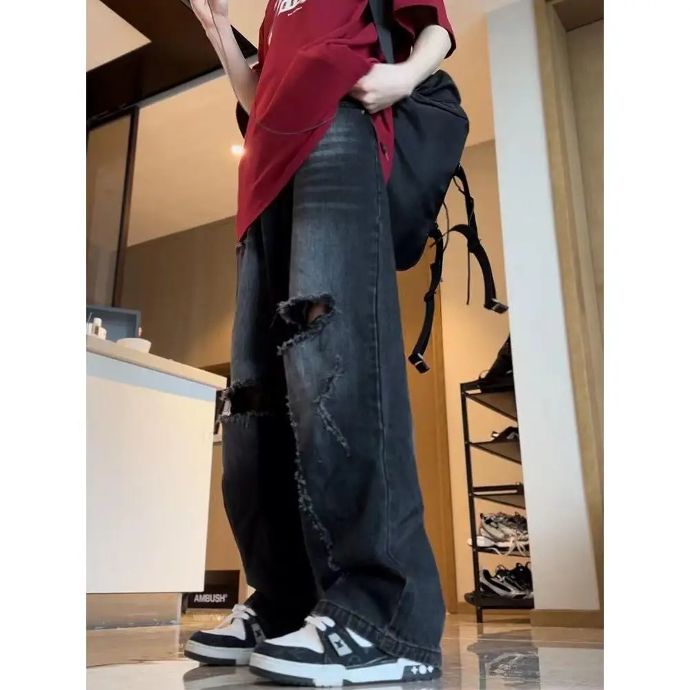 Ретро-джинсы с широкими штанинами унисекс, уличный стиль, прямой крой, молодежные летние повседневные брюки из смесового полиэстера и хлопка
Ретро-джинсы с широкими штанинами унисекс, уличный стиль, прямой крой, молодежные летние повседневные брюки из смесового полиэстера и хлопка