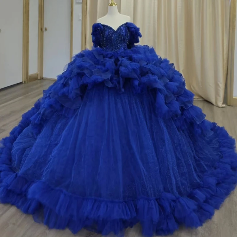 Королевское синее бальное платье Quinceanera Платья с открытыми плечами и бусинами Многоуровневое тюлевое платье для вечеринки в честь дня рождения Sweet 16, Vestidos 15 De Anos
Королевское синее бальное платье Quinceanera Платья с открытыми плечами и бусинами Многоуровневое тюлевое платье для вечеринки в честь дня рождения Sweet 16, Vestidos 15 De Anos