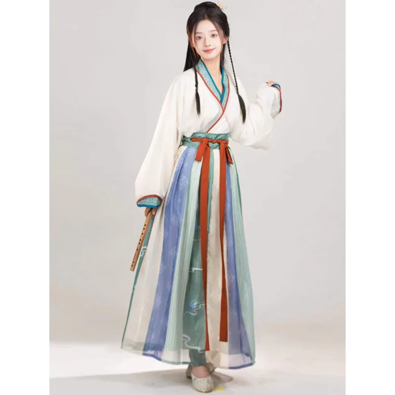 Guochao ancient style printed Hanfu, genuine Wei-Jin cross-collar waist skirt, thin daily travel women's clothing
Guochao ancient style printed Hanfu, genuine Wei-Jin cross-collar waist skirt, thin daily travel women's clothing